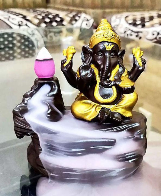 Handcrafted Meditation Monk Ganesha Smoke Backflow Cone Incense holder LASATECH