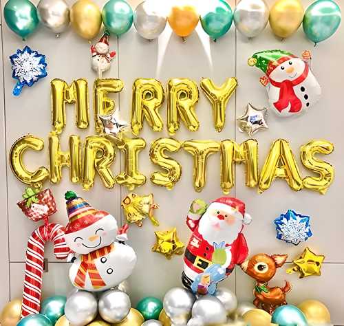 Combo of Merry Christmas Gold Letter Balloon (Pack of 1) LASATECH