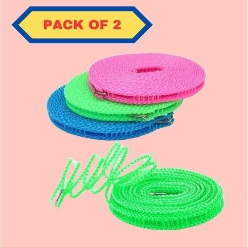 Rope-Nylon Clothesline Rope Windproof with Hooks Pack of 2 (5M) LASATECH