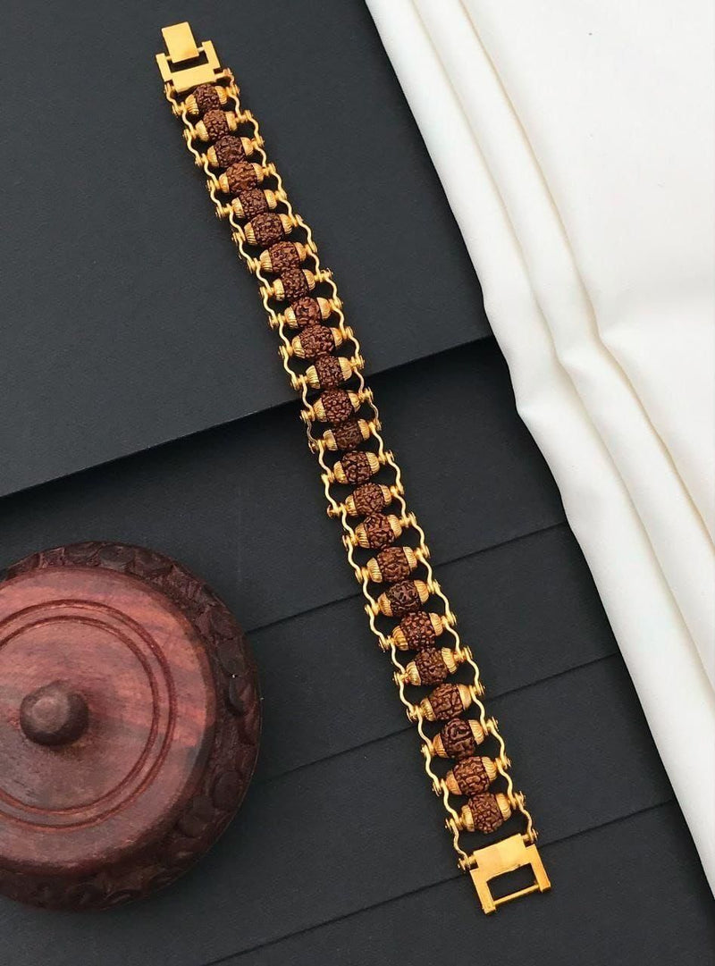 Genuine Paanch Mukhi Modern Rudraksha Bracelet With Gold Plating. LASATECH