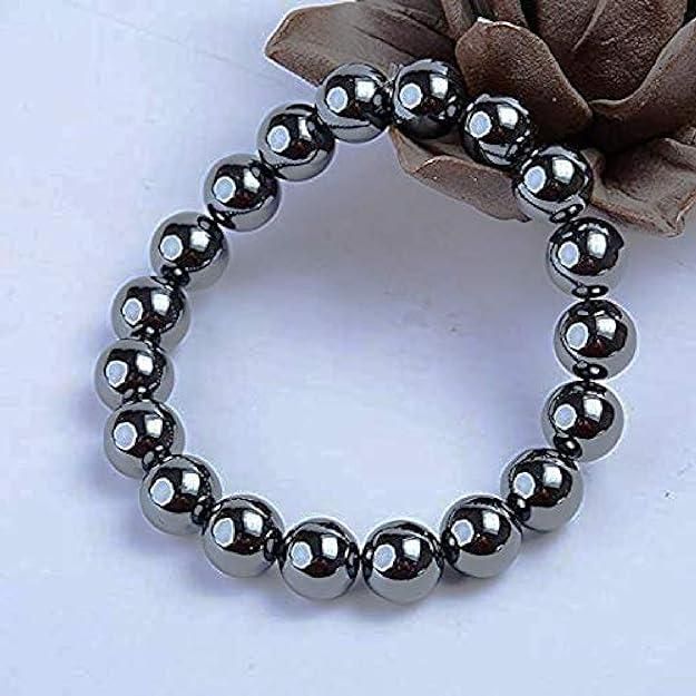 Natural Round Beads Magnetic Hematite Crystal Stone 8mm Bracelet (Pack of 2) LASATECH
