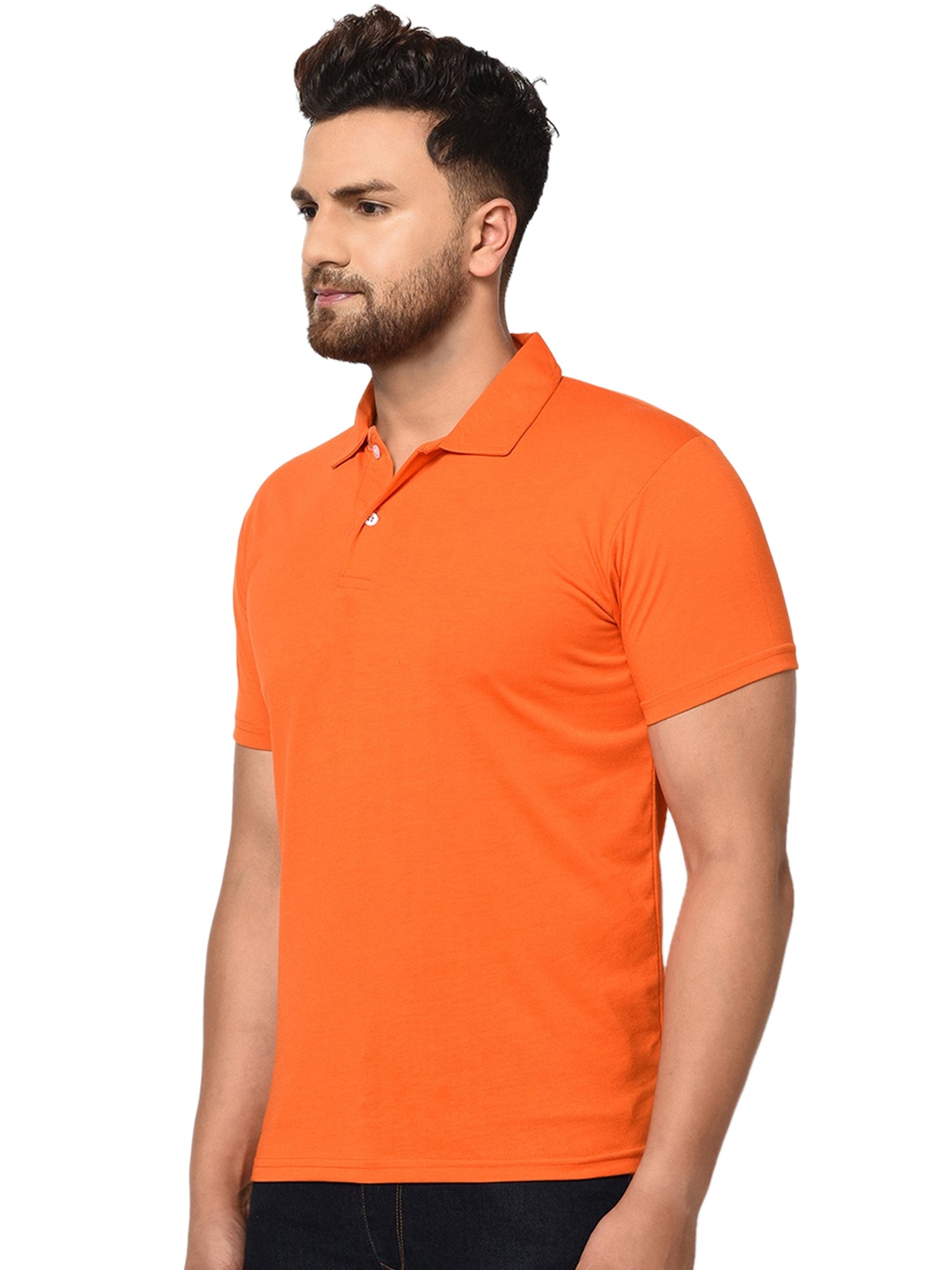 Cotton Blend Solid Half Sleeves Mens Polo T-Shirt LASATECH