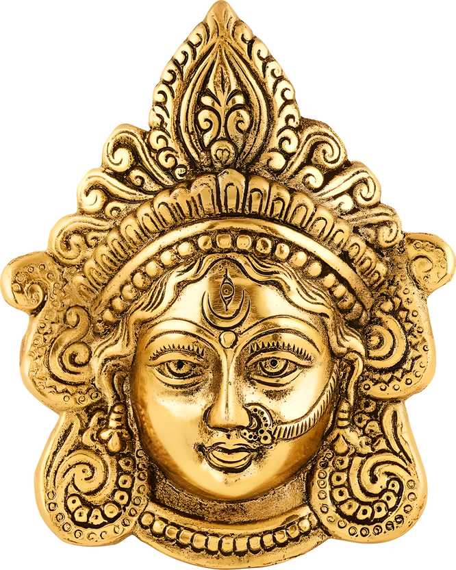 Ambika Durga Face Wall Hanging Metal Idol Showpiece - 15.24 cm  (Gold Plated, Metal, Gold) LASATECH