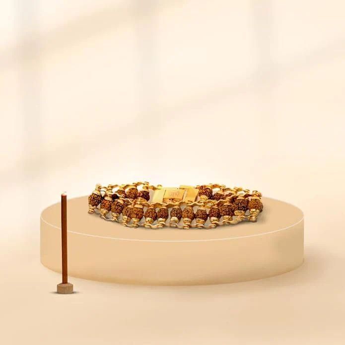 Genuine Paanch Mukhi Modern Rudraksha Bracelet With Gold Plating. LASATECH