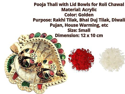 Handmade Lord Ganesha Decorated Coconut Shagun Nariyal With Stand + 1 Acrylic Leaf Shape Puja Thali + 1 Tilak (Set Of 3) LASATECH