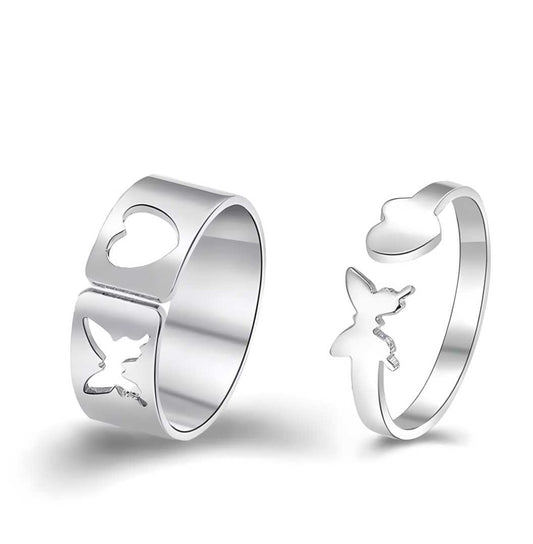 Gift able Heart Butterfly Couple Ring LASATECH