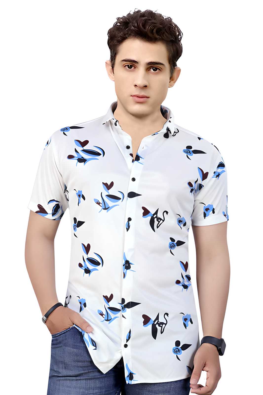 Rayon Printed Half Sleeves Regular Fit Mens Casual Shirt LASATECH