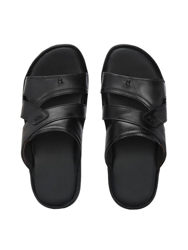 Men Cloud Nine Black Leather Slippers LASATECH