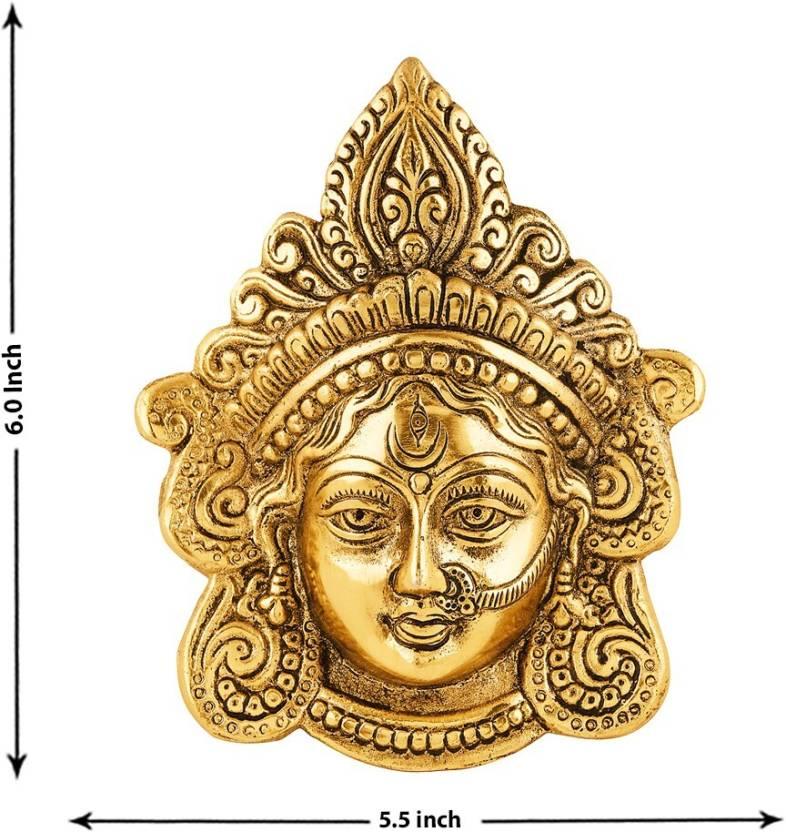 Ambika Durga Face Wall Hanging Metal Idol Showpiece - 15.24 cm  (Gold Plated, Metal, Gold) LASATECH