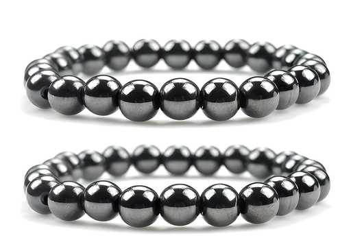 Natural Round Beads Magnetic Hematite Crystal Stone 8mm Bracelet (Pack of 2) LASATECH