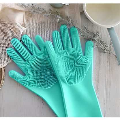 Gloves Magic Silicone Dish Washing Gloves for Kitchen (Pair of 1) LASATECH