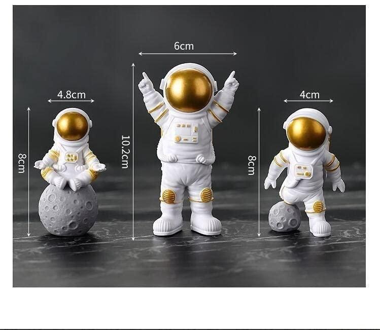 Astronaut Spaceman Statue Ornament Home Office Desktop Figurine Decors Set of 3 - Golden LASATECH