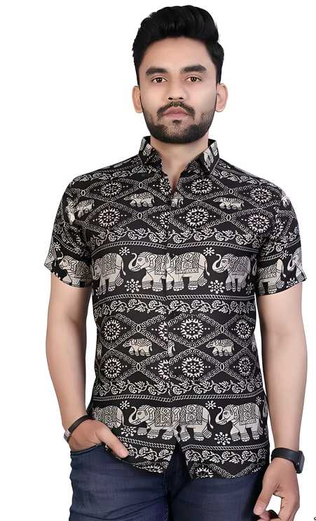 Rayon Printed Half Sleeves Regular Fit Mens Casual Shirt LASATECH