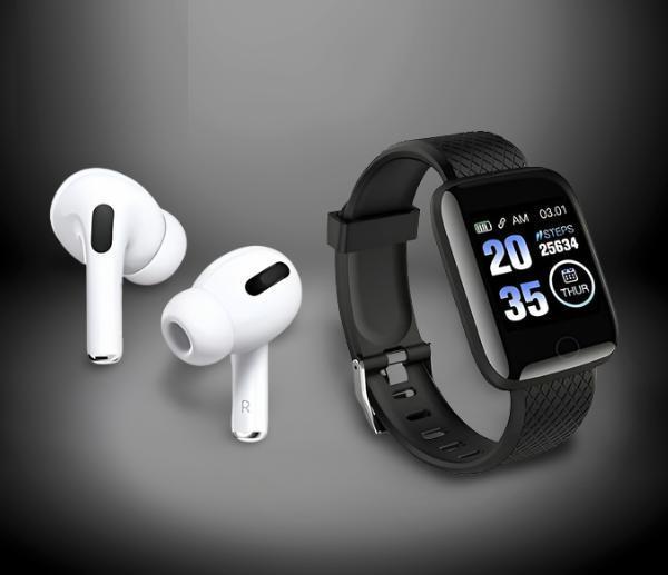 Bluetooth Wireless Earbuds & Smart Watch (Pack Of 2) LASATECH