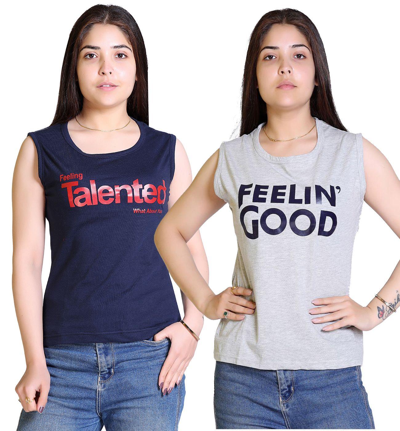 Women's Cotton Typography Print T-Shirt Buy 1 Get 1 Free LASATECH