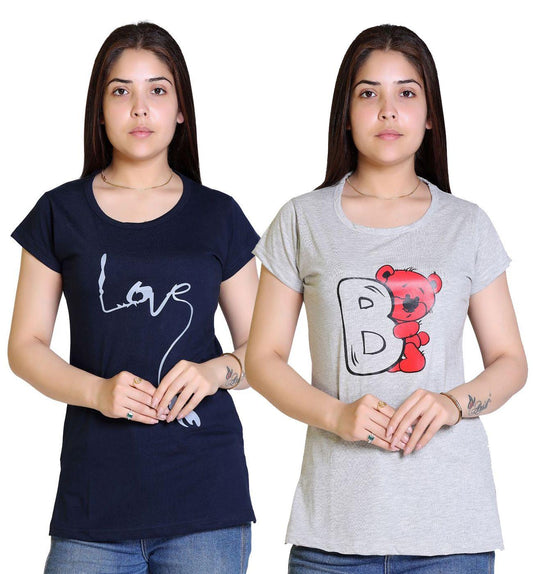 Women's Cotton Graphic Print T-Shirt Buy 1 Get 1 Free LASATECH