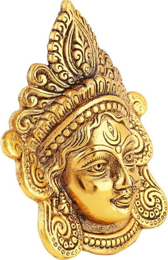 Ambika Durga Face Wall Hanging Metal Idol Showpiece - 15.24 cm  (Gold Plated, Metal, Gold) LASATECH