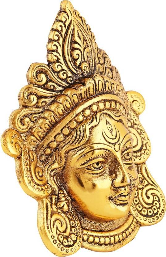 Ambika Durga Face Wall Hanging Metal Idol Showpiece - 15.24 cm  (Gold Plated, Metal, Gold) LASATECH