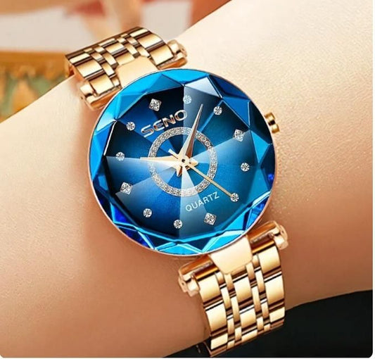 Diamond Shape Multicolour Dial and Rose Gold Strap Watch for Womens and Girls LASATECH