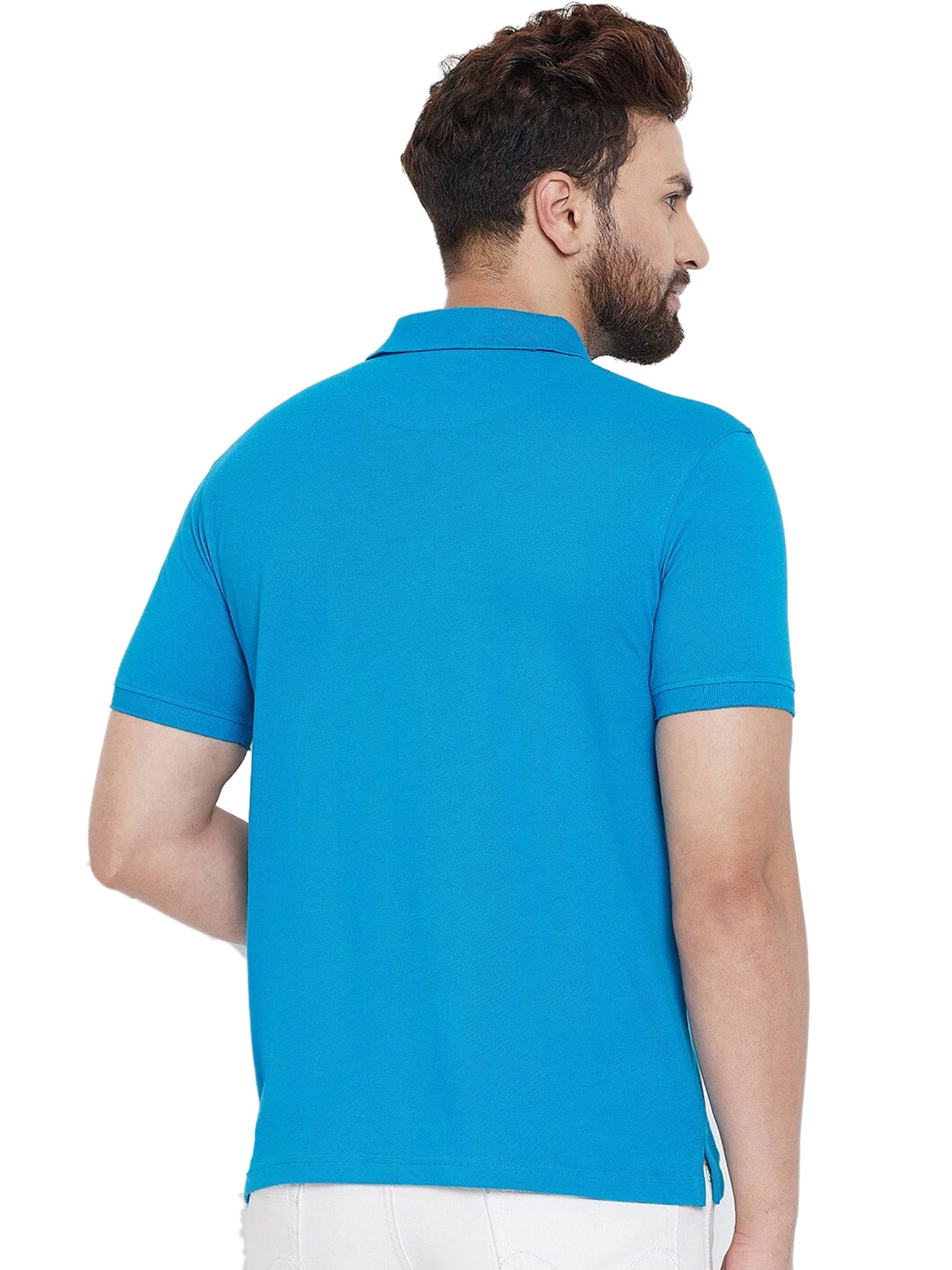 Cotton Blend Solid Half Sleeves Mens Polo T-Shirt LASATECH