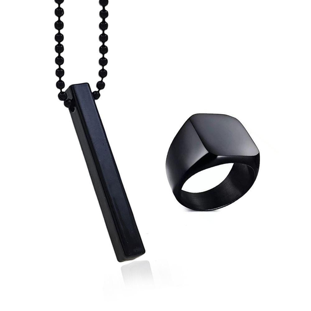 Saizen black vertical bar pendant with ring for boys and mens LASATECH