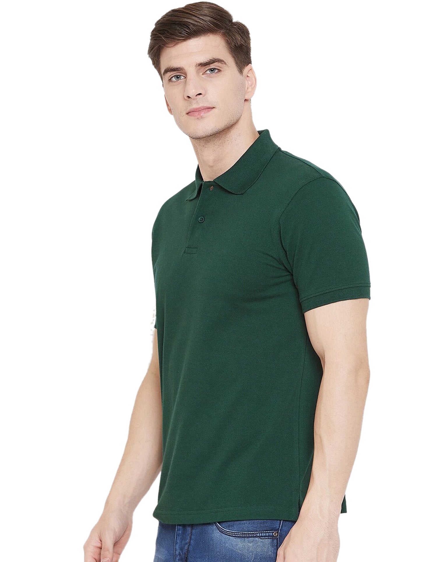 Cotton Blend Solid Half Sleeves Mens Polo T-Shirt LASATECH