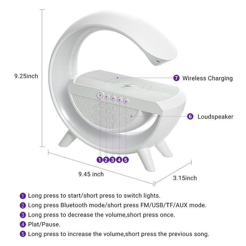 Wireless Charging Atmosphere Lamp with Bluetooth Speaker LASATECH