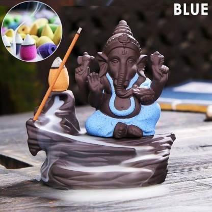 Handcrafted Meditation Monk Ganesha Smoke Backflow Cone Incense holder LASATECH