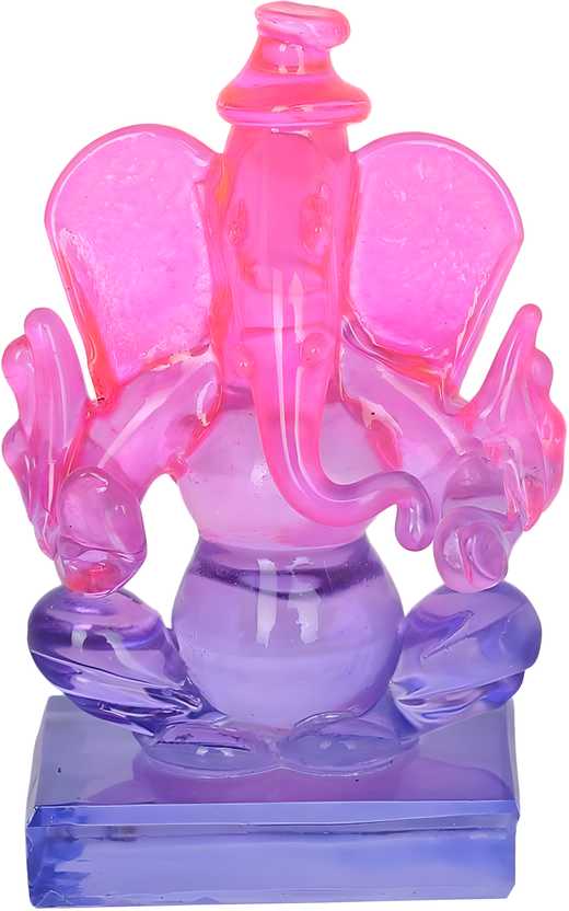 Crystal Ganesh Twin Side Face Car Dashboard Idols Showpiece - 6.5 cm��(Crystal, Multicolor) LASATECH