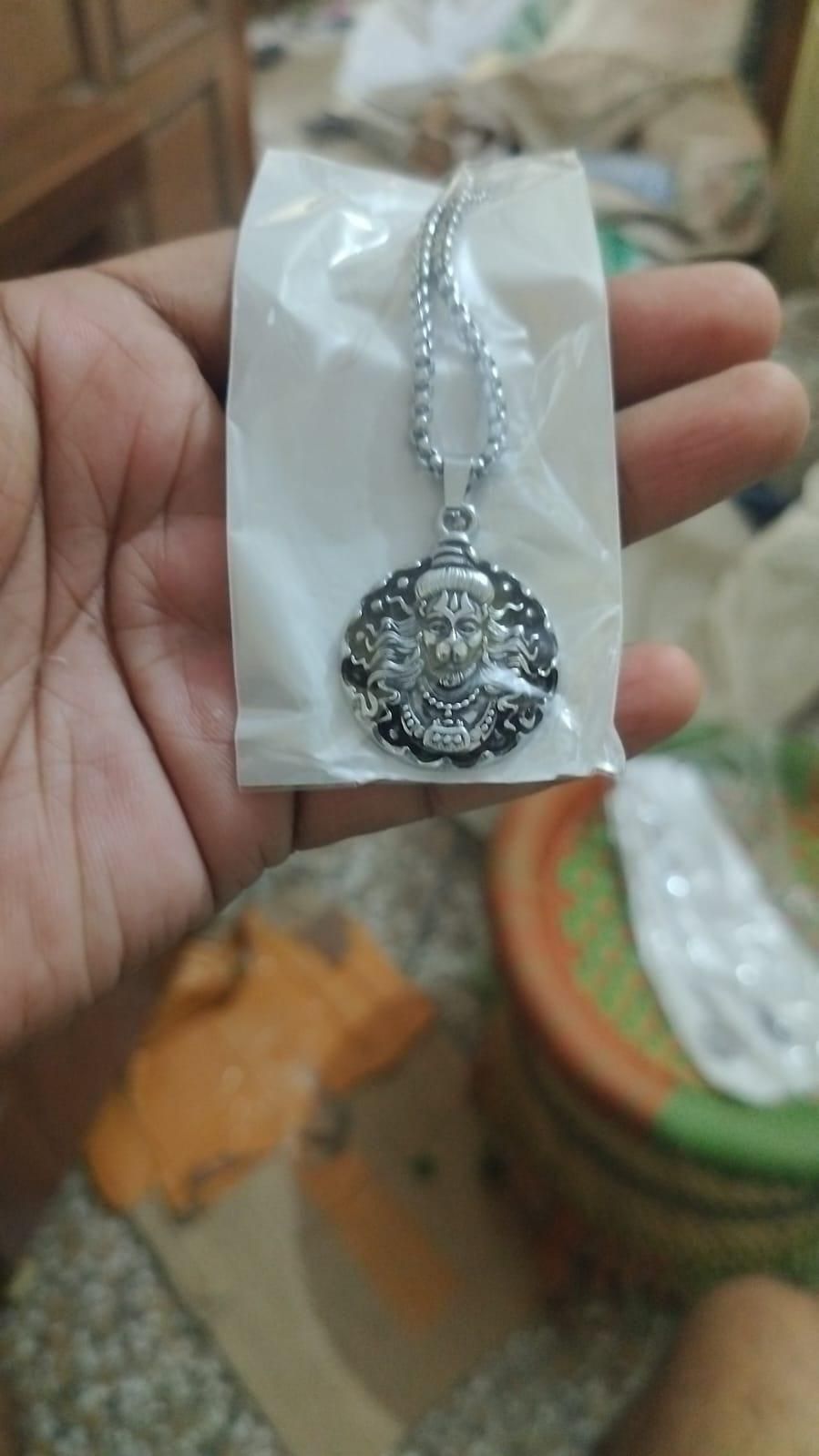 Hanuman Ji Pendant Oxodaised Silver Chain LASATECH