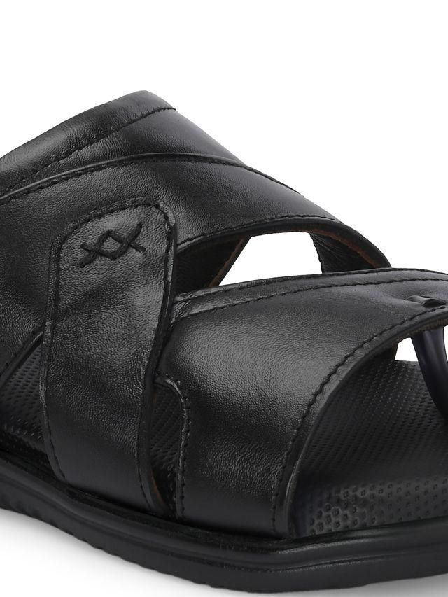 Men Cloud Nine Black Leather Slippers LASATECH