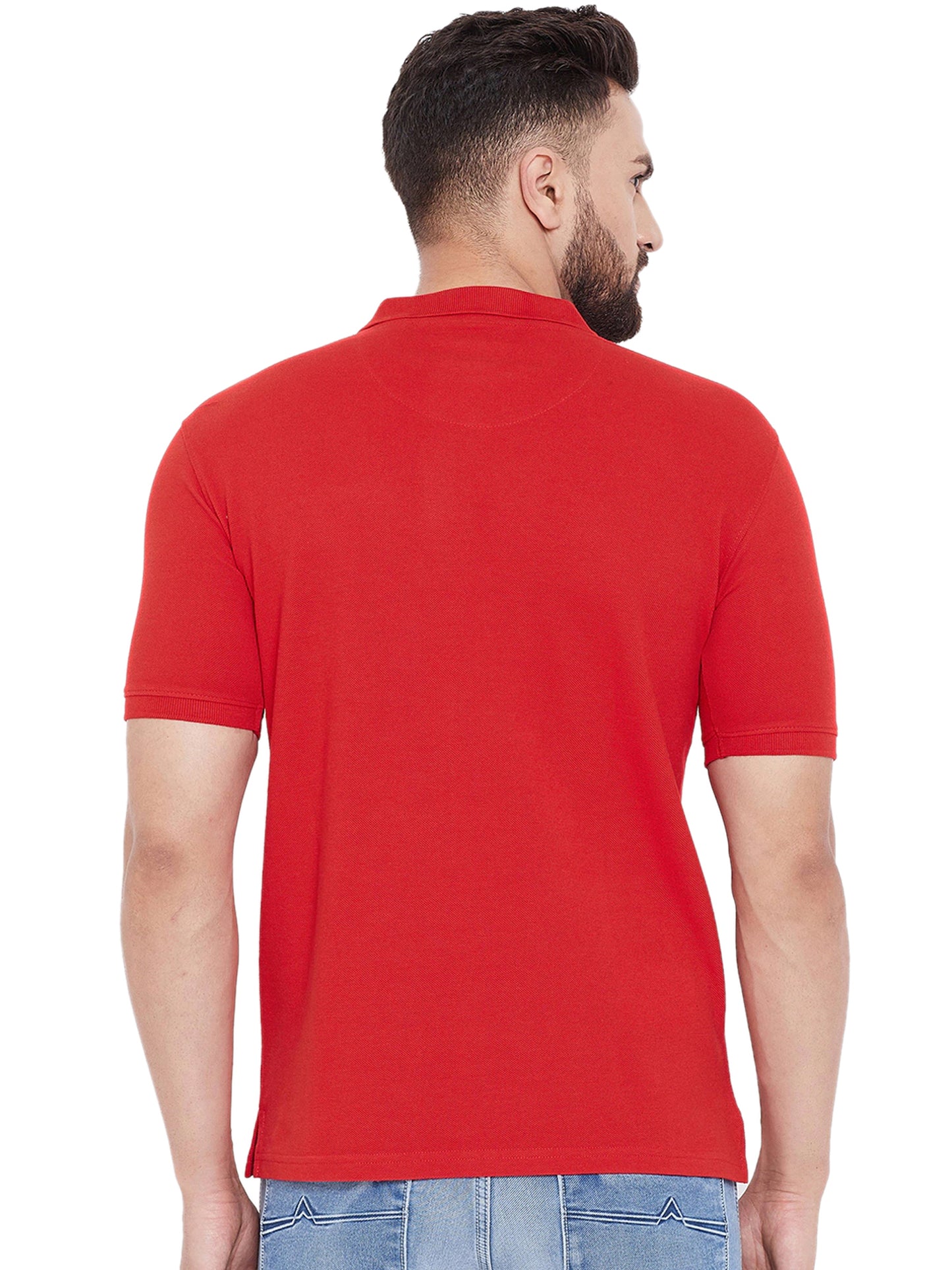 Cotton Blend Solid Half Sleeves Mens Polo T-Shirt LASATECH