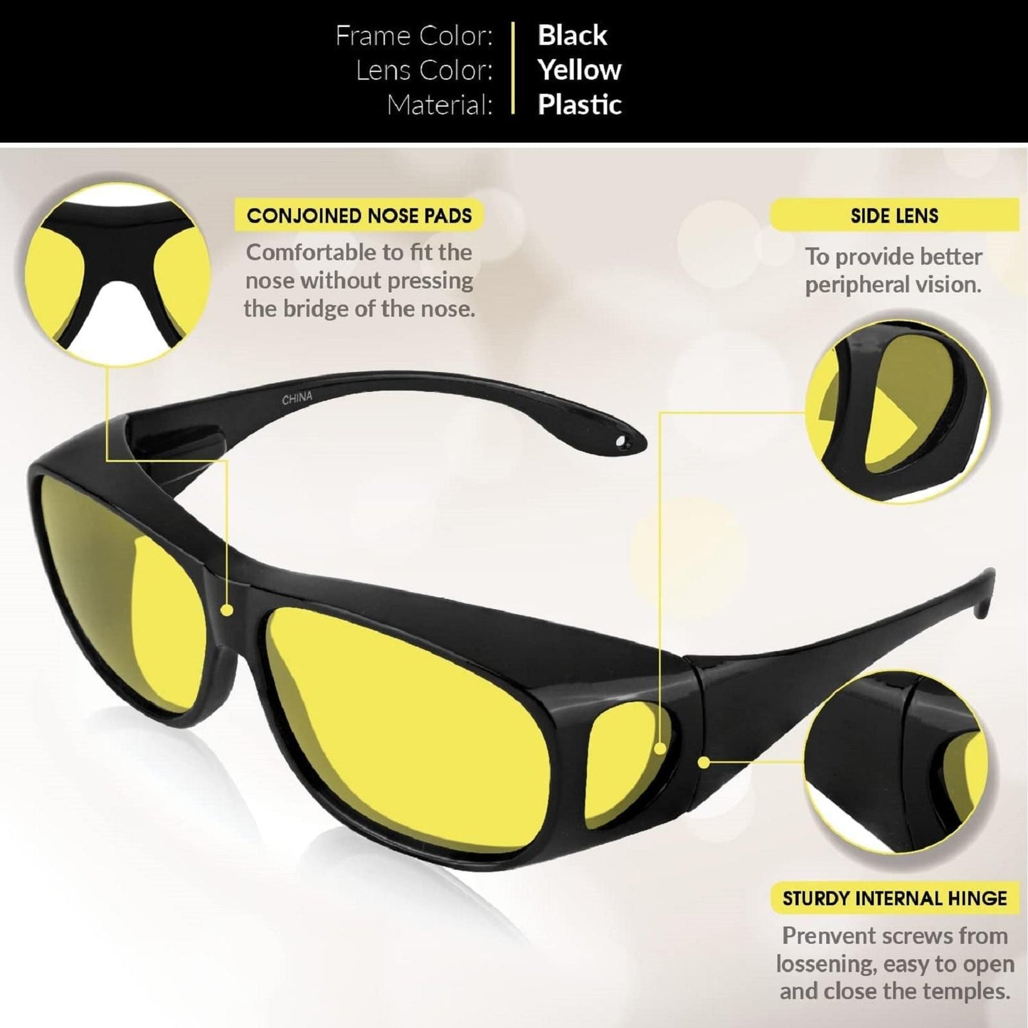 Fidato Day & Night HD Vision Wrap Around Goggles + Free Golden Digital Watch LASATECH