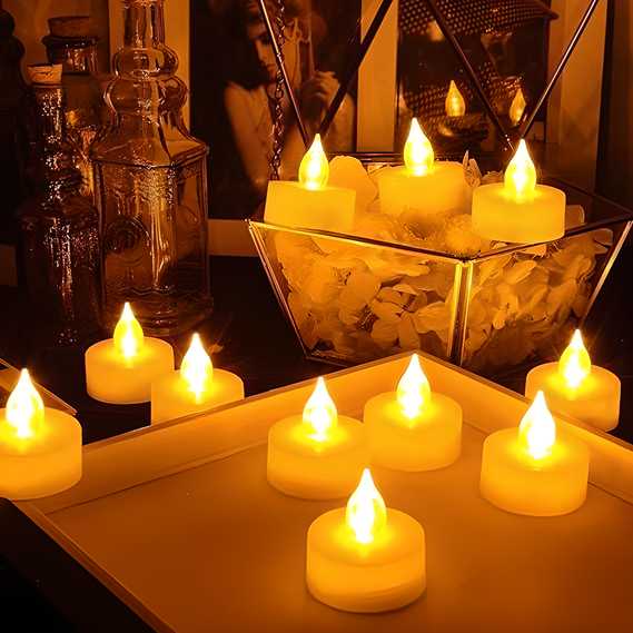 Battery Operated LED Candle Diya Decorative Lights Pack of 12 LASATECH