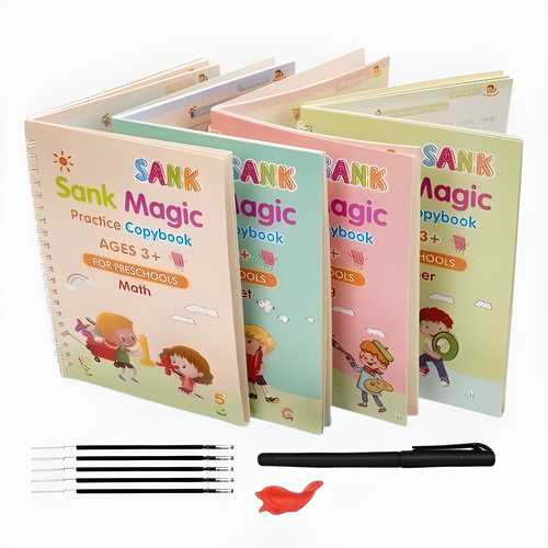 Sank Magic Practice Copybook (4 BOOKS,1 PEN,1 GRIP,10 REFILL) LASATECH