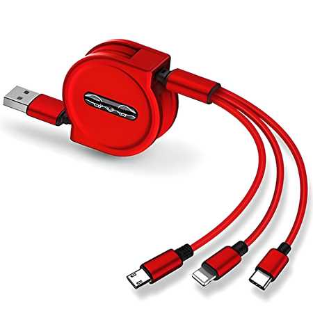 Multiple Charging Cable 4Ft/1.2m 3-in-1 USB Charge Cord Compatible LASATECH