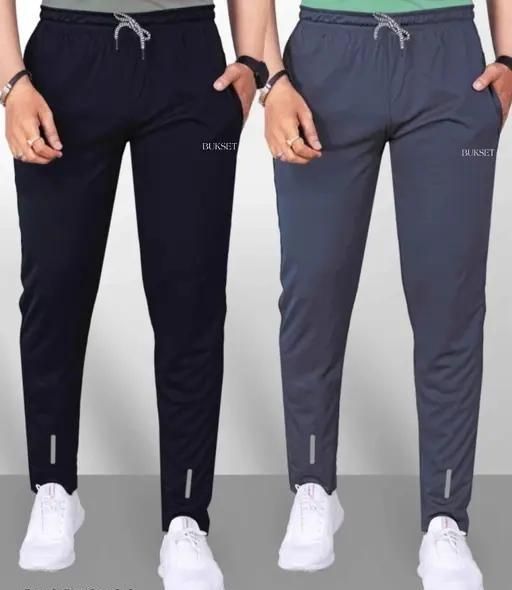 Men's Regular Fit Trackpants Pack Of 2 (Black & Grey) LASATECH