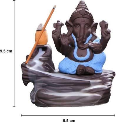 Handcrafted Meditation Monk Ganesha Smoke Backflow Cone Incense holder LASATECH