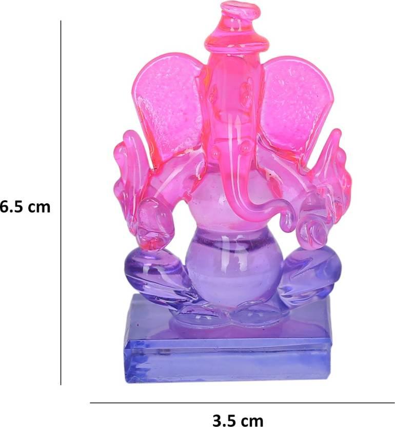 Crystal Ganesh Twin Side Face Car Dashboard Idols Showpiece - 6.5 cm��(Crystal, Multicolor) LASATECH