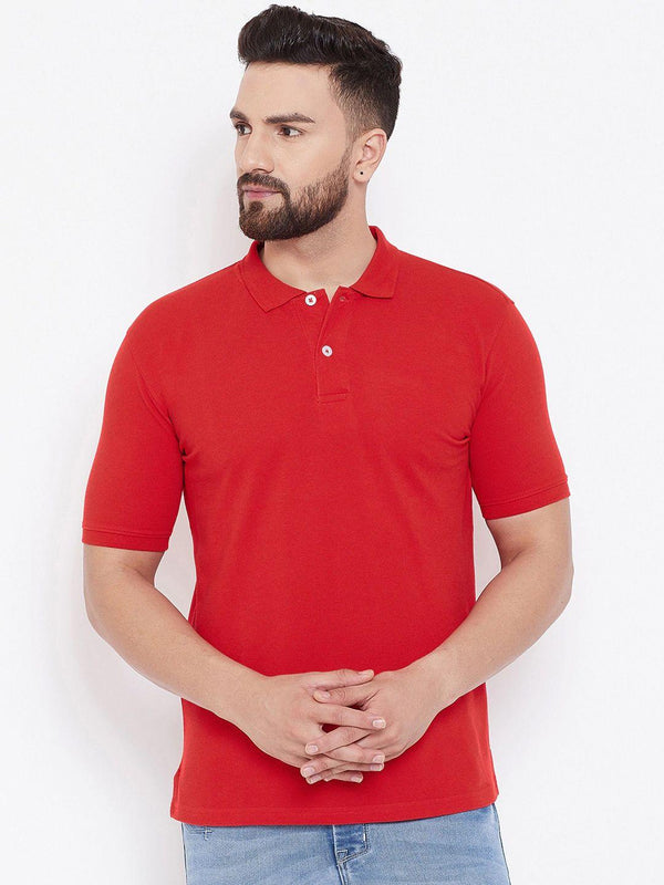 Cotton Blend Solid Half Sleeves Polo T-Shirt LASATECH