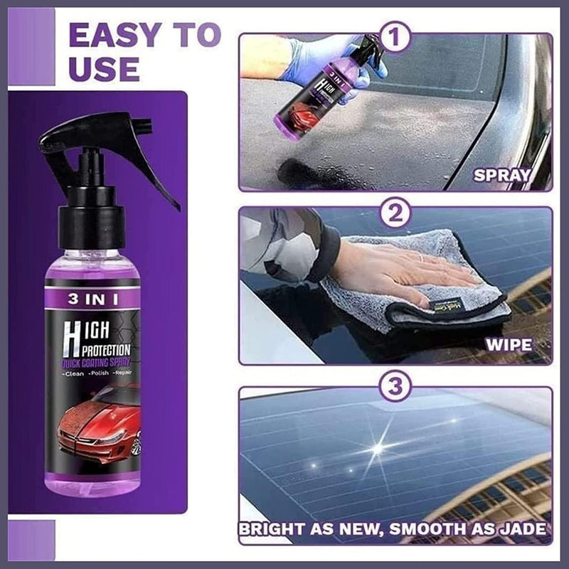 3 in 1 High Protection Quick Car Ceramic Coating Spray - Car Wax Polish Spray (Pack 1) LASATECH