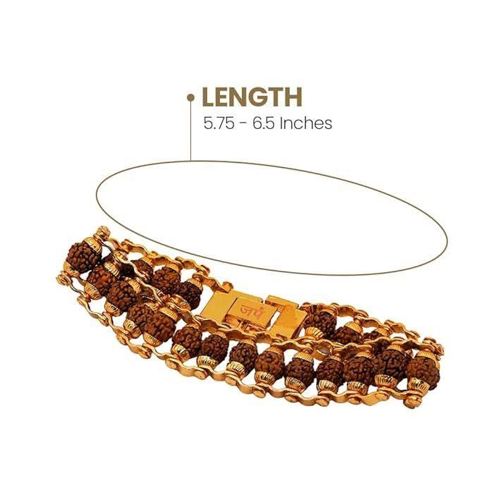 Genuine Paanch Mukhi Modern Rudraksha Bracelet With Gold Plating. LASATECH