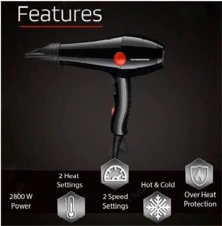 Hot and Cold Hair Dryer With Temperature Setting LASATECH