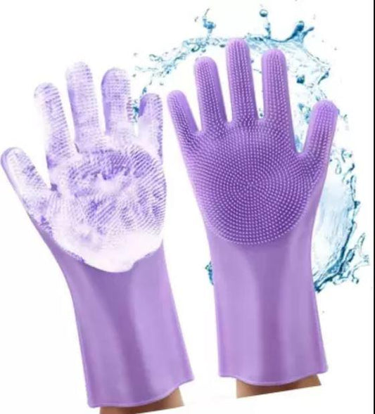 Gloves-Silicone Dish Washing Gloves,Silicon Cleaning Gloves,Silicon Hand Gloves for Kitchen Dishwashing and Pet Grooming,  Heat Resistant Gloves LASATECH