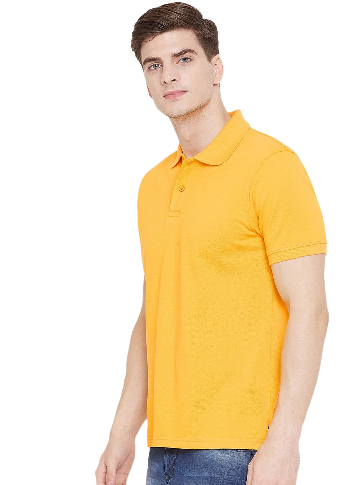 Cotton Blend Solid Half Sleeves Mens Polo T-Shirt LASATECH