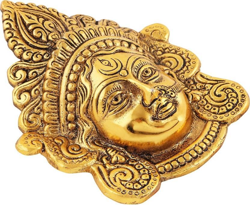 Ambika Durga Face Wall Hanging Metal Idol Showpiece - 15.24 cm  (Gold Plated, Metal, Gold) LASATECH