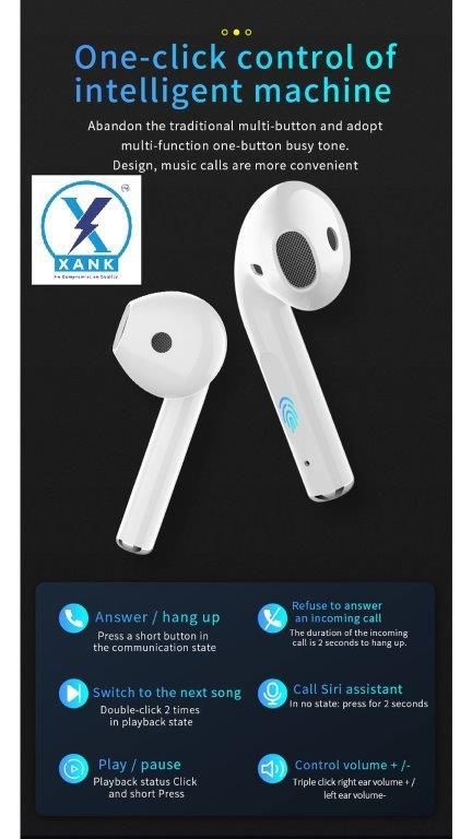 XANK i12 Earbuds with Charging Case Support All Smartphones & Tablets (White) LASATECH