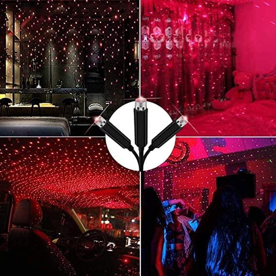 EXPANDABLES Auto Roof Star Projector Lights, USB Portable Adjustable Flexible Interior Car Night Lamp Decorations with Romantic Galaxy Atmosphere fit Car, Ceiling, Bedroom, Party and More Shower Laser Light Pack Of 2 LASATECH