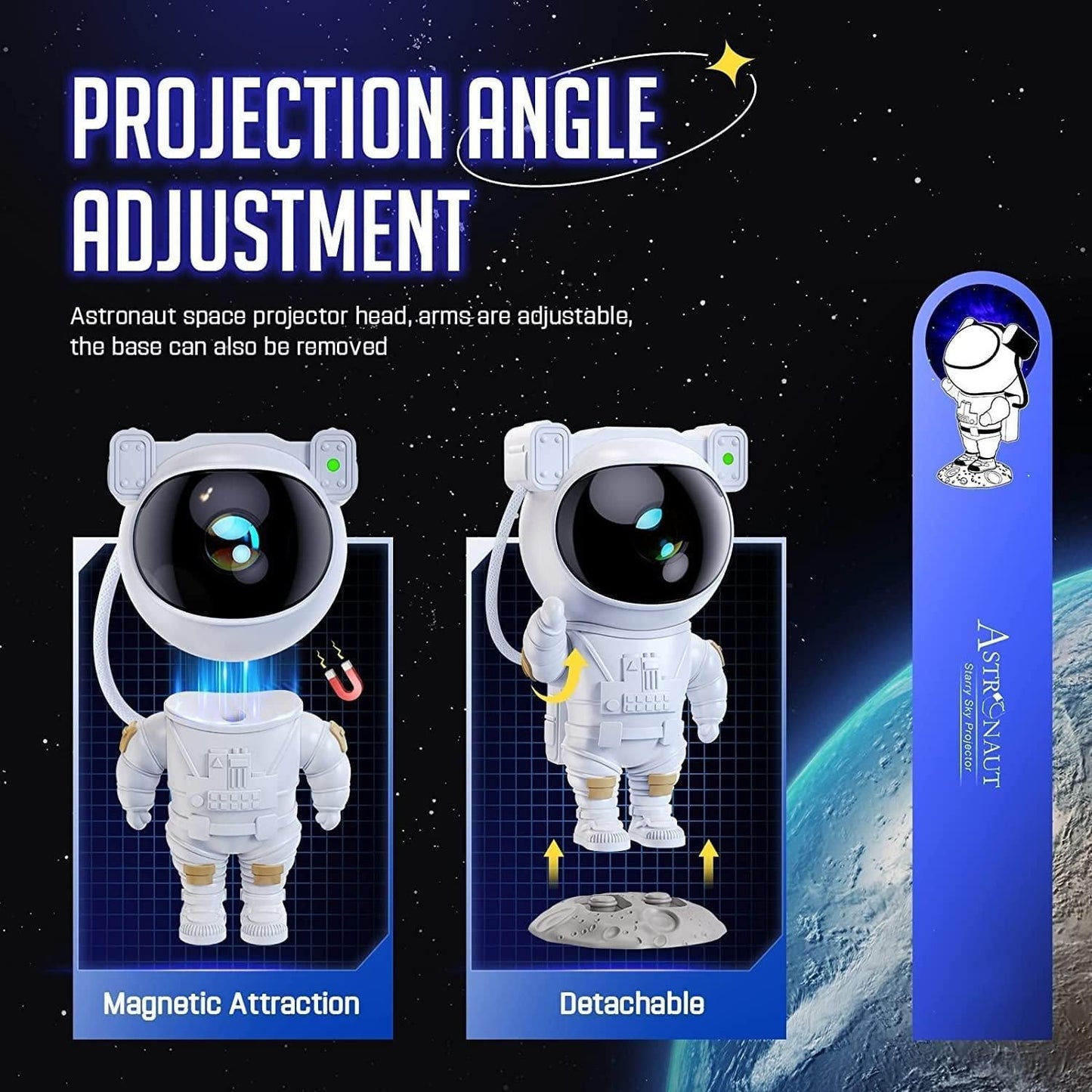 Astronaut Galaxy Projector - 360 Magnetic Head Rotation, Remote Control LASATECH