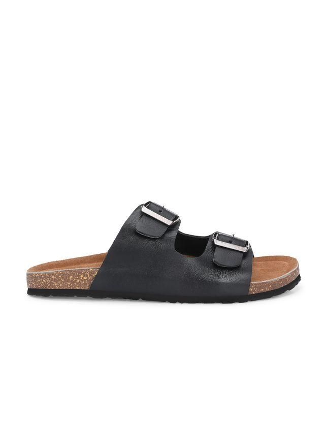 Mens Arizona Black Leather Slippers LASATECH